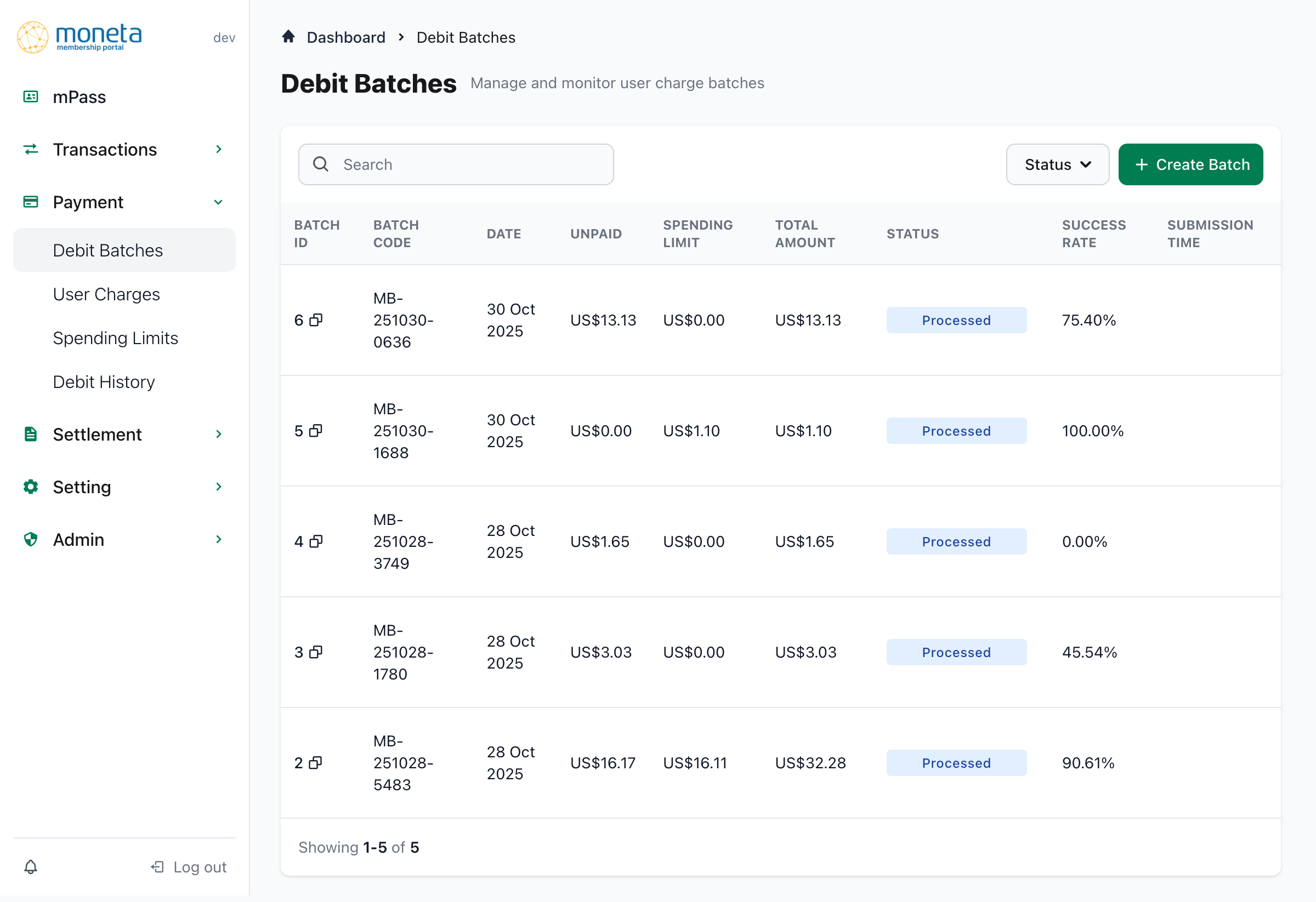 Debit Batches Overview