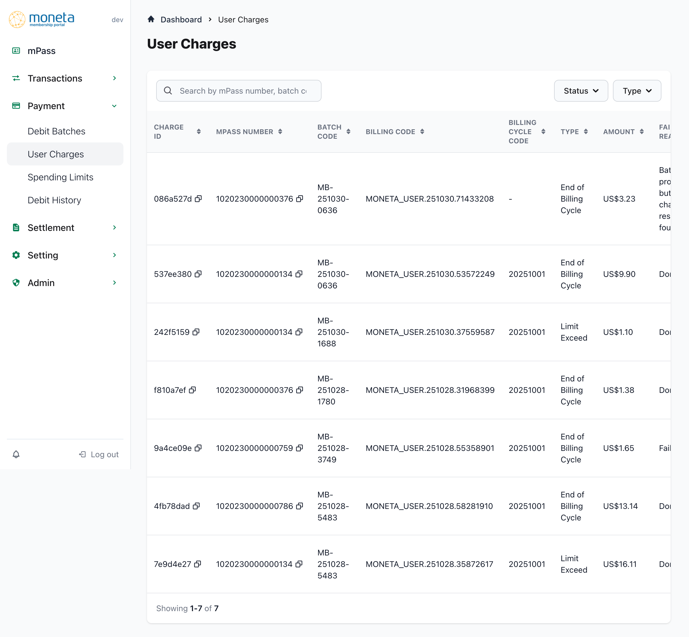 User Charges Overview